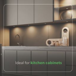 4lite Hampton Round LED Silver Cool White Under Cabinet Lights Without Bezel 6.3W 110lm 3 Pack