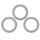 4lite Hampton Round LED Silver Cool White Under Cabinet Lights Without Bezel 6.3W 110lm 3 Pack