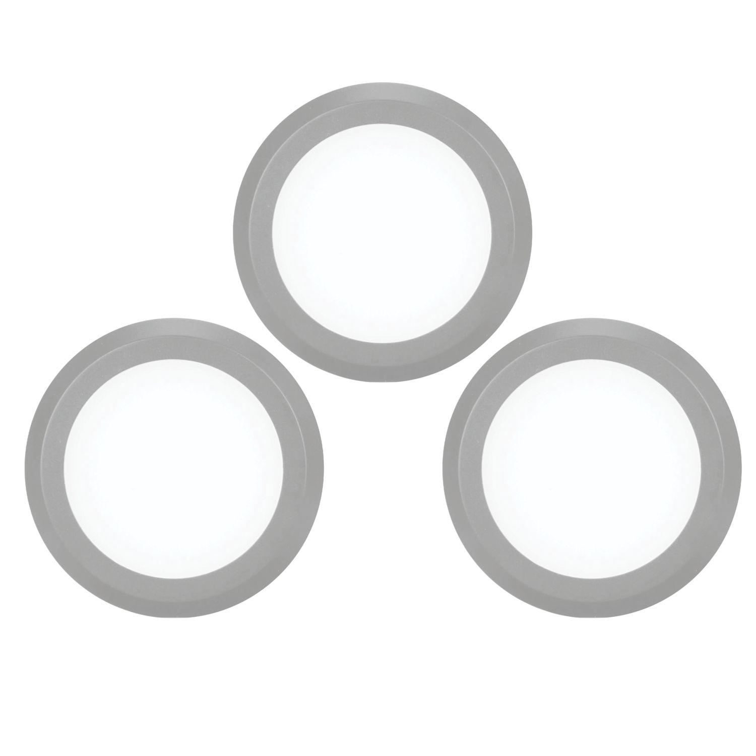 4lite Hampton Round LED Silver Cool White Under Cabinet Lights Without Bezel 6.3W 110lm 3 Pack (768AX)