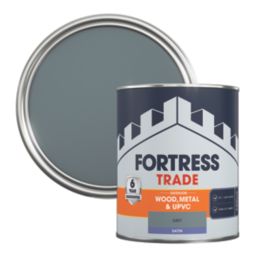 Fortress Trade 750ml Grey Satin Emulsion Multi Surface Paint
