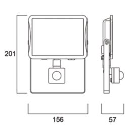 Sylvania SylFlood Outdoor LED Floodlight With PIR Sensor Black 43W 5000lm