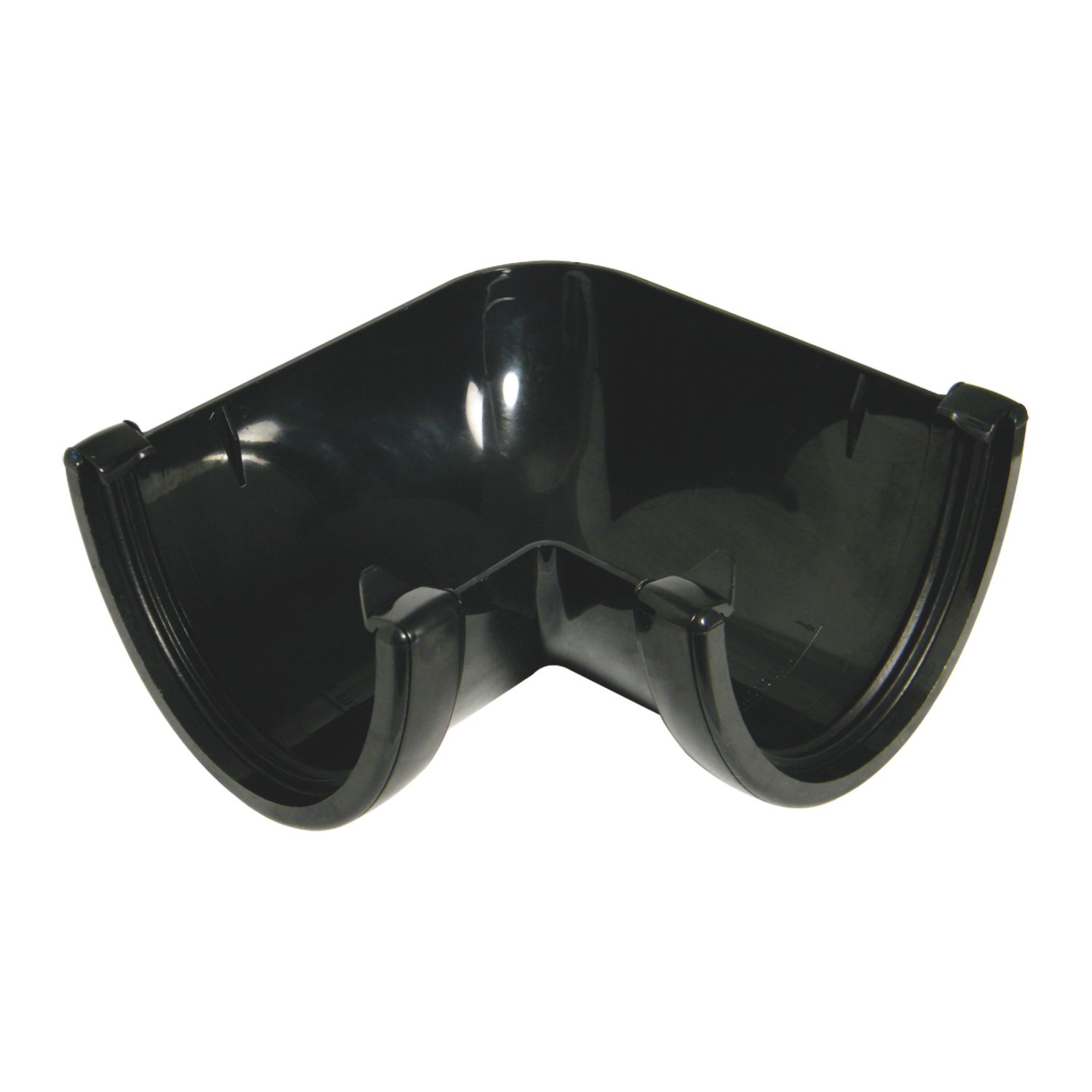 FloPlast Hi-Cap uPVC 90° Half Round Gutter Angle Black 115mm (76985)