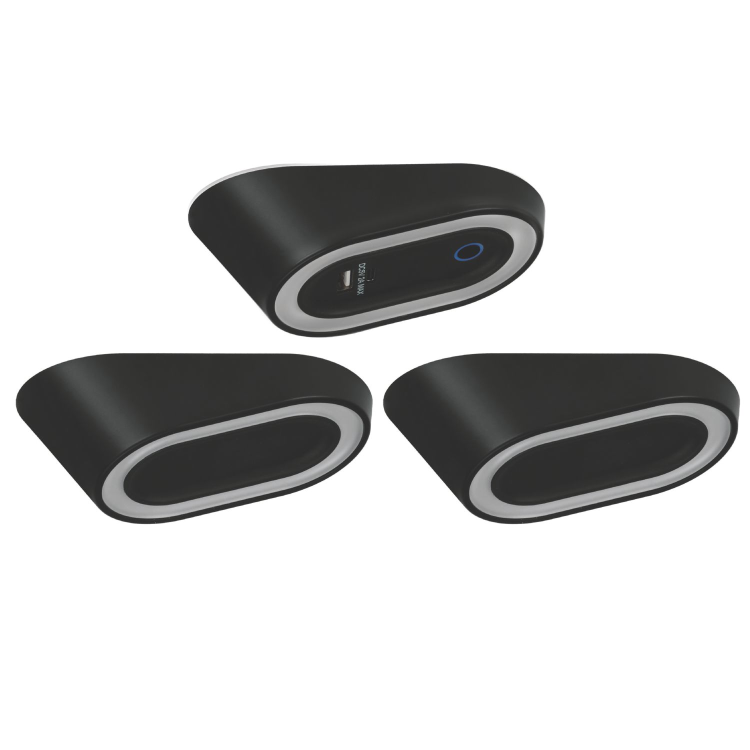 4lite Hampton Wedge LED Black Warm White Under Cabinet Lights Without Bezel 8.3W 85lm 3 Pack (769AX)