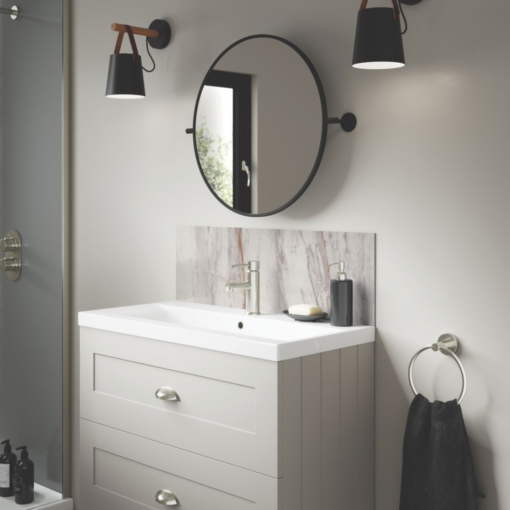Splashwall Marmo Linea Vanity Splashback Matt White 800mm x 250mm x 4mm