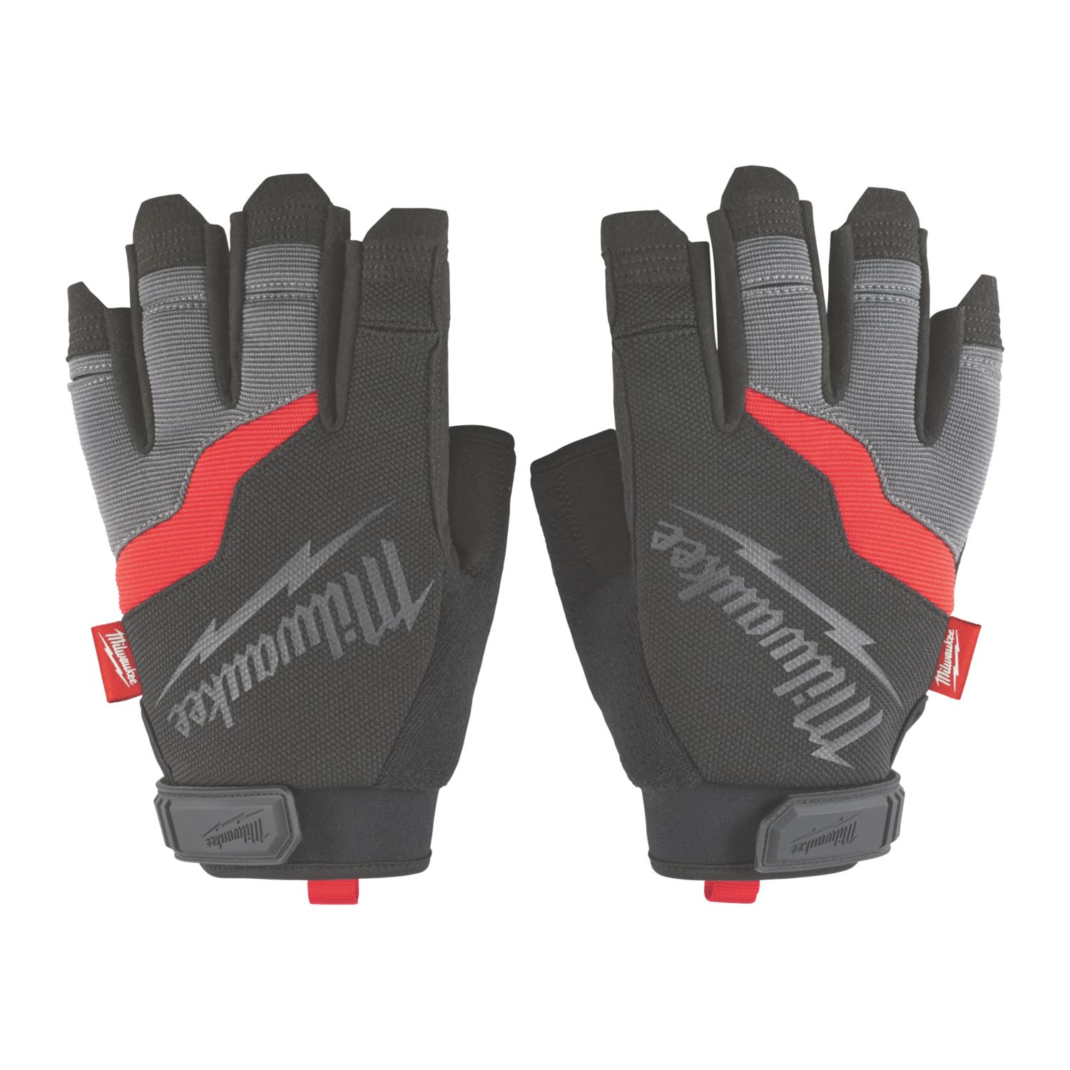 Milwaukee Fingerless Work Gloves Grey/Black Large (769PP)