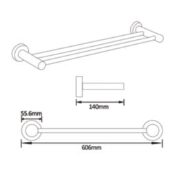 ETAL  Double Towel Rail Stainless Steel 600mm x 141mm x 55mm