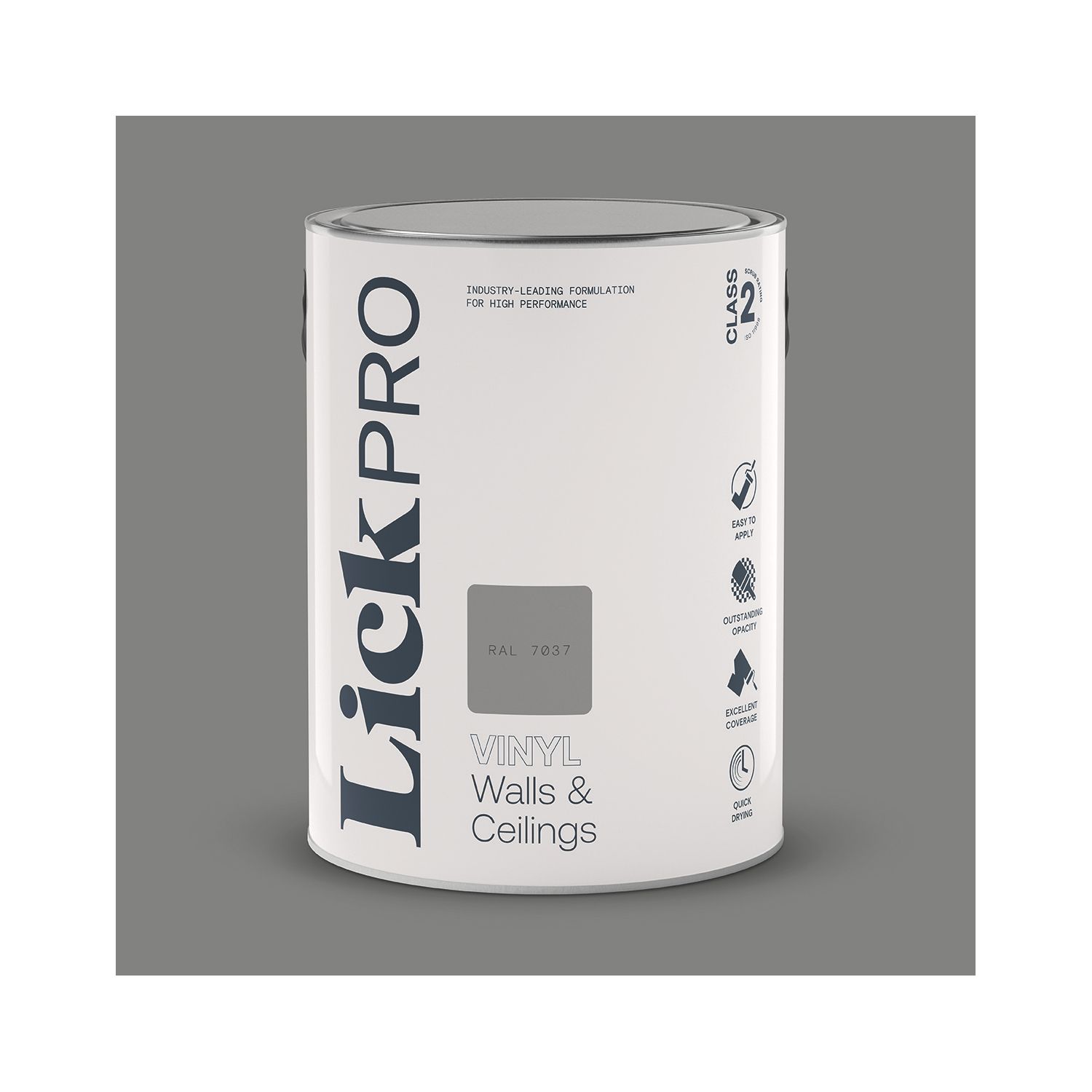 LickPro 5Ltr Grey RAL 7037 Vinyl Matt Emulsion Paint (769TM)