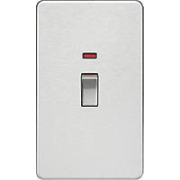 Knightsbridge SF82MNBC 45A 2-Gang DP Control Switch Brushed Chrome with LED