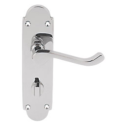 Smith & Locke Lulworth Fire Rated WC Lever on Backplate WC Door Handles Pair Polished Chrome