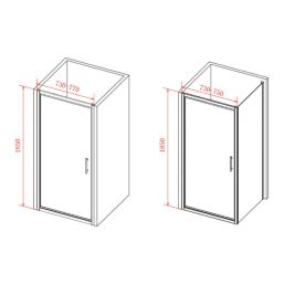 Essentials Framed Rectangular In-Fold Shower Door Chrome 760mm x 1850mm