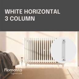 Flomasta 600mm x 785mm 3376BTU White Horizontal 3 Column Radiator