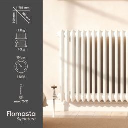 Flomasta 600mm x 785mm 3376BTU White Horizontal 3 Column Radiator