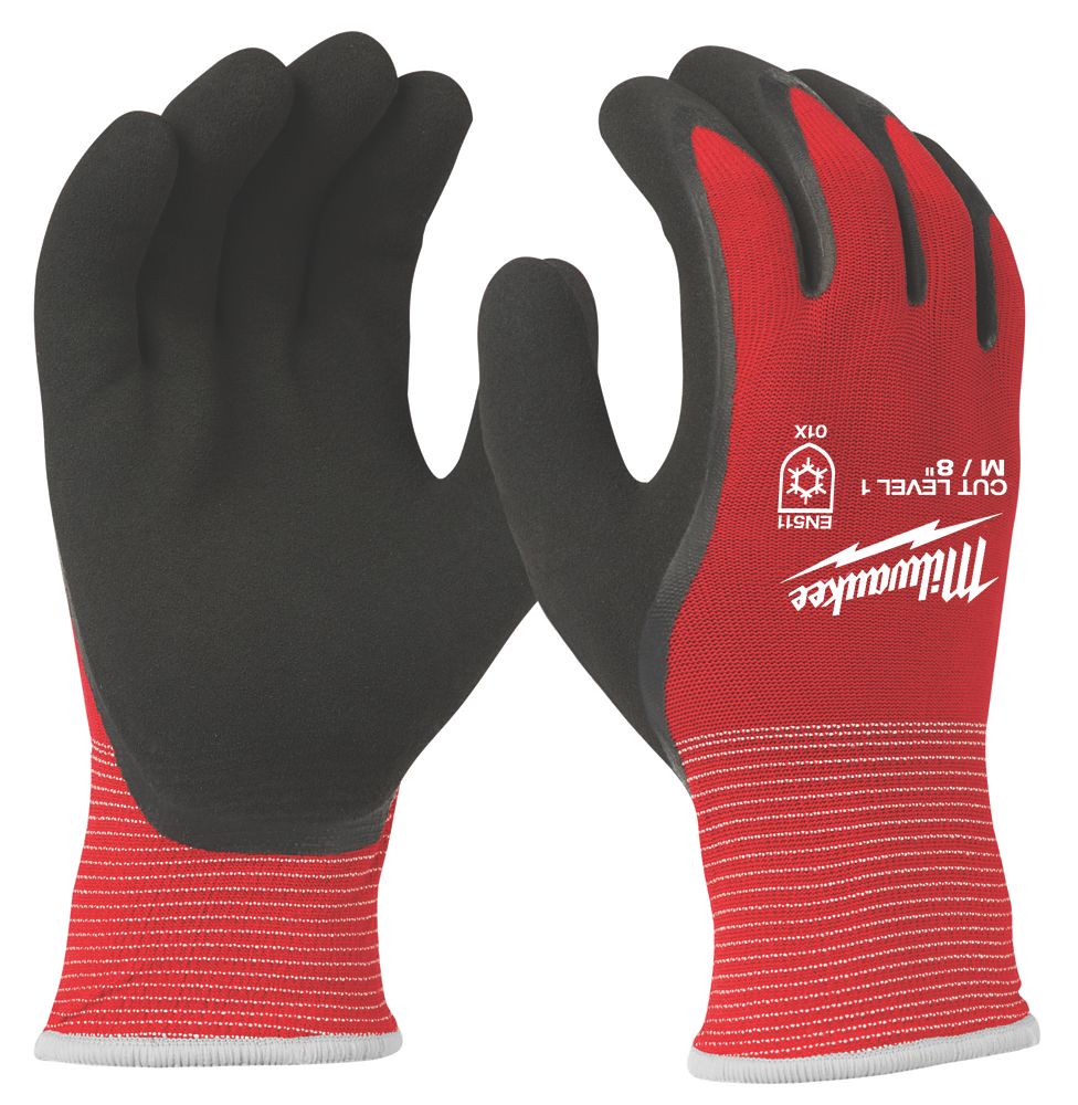Milwaukee Winter Cut Level 1 Gloves Red/Black Medium