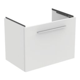 Ideal Standard i.life S Wall Hung Vanity Unit with Chrome Handle & Basin Matt White 600mm x 375mm x 475mm
