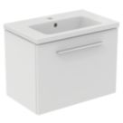 Ideal Standard i.life S Wall Hung Vanity Unit with Chrome Handle & Basin Matt White 600mm x 375mm x 475mm