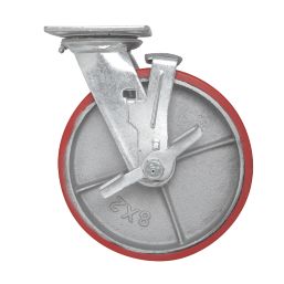 Essentials Industrial Braked Swivel Castor 200mm Red