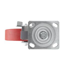 Essentials Industrial Braked Swivel Castor 200mm Red