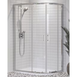Aqualux Edge 6 Framed Offset Quadrant Shower Enclosure & Tray Right-Hand Silver Effect 1200mm x 800mm x 1900mm