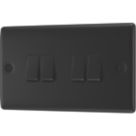 British General Nexus Metal 20A 16AX 4-Gang 2-Way Light Switch  Matt Black