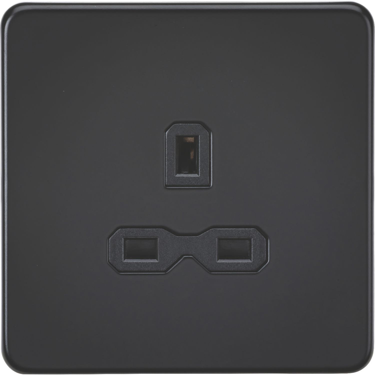 Knightsbridge 13A 1-Gang Unswitched Socket Matt Black with Black Inserts (770PX)