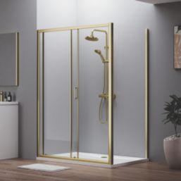 ETAL  Framed Rectangular Sliding Door Shower Enclosure & Tray  Brushed Brass 1390mm x 890mm x 1940mm