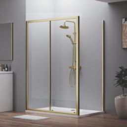 ETAL  Framed Rectangular Sliding Door Shower Enclosure & Tray  Brushed Brass 1390mm x 890mm x 1940mm