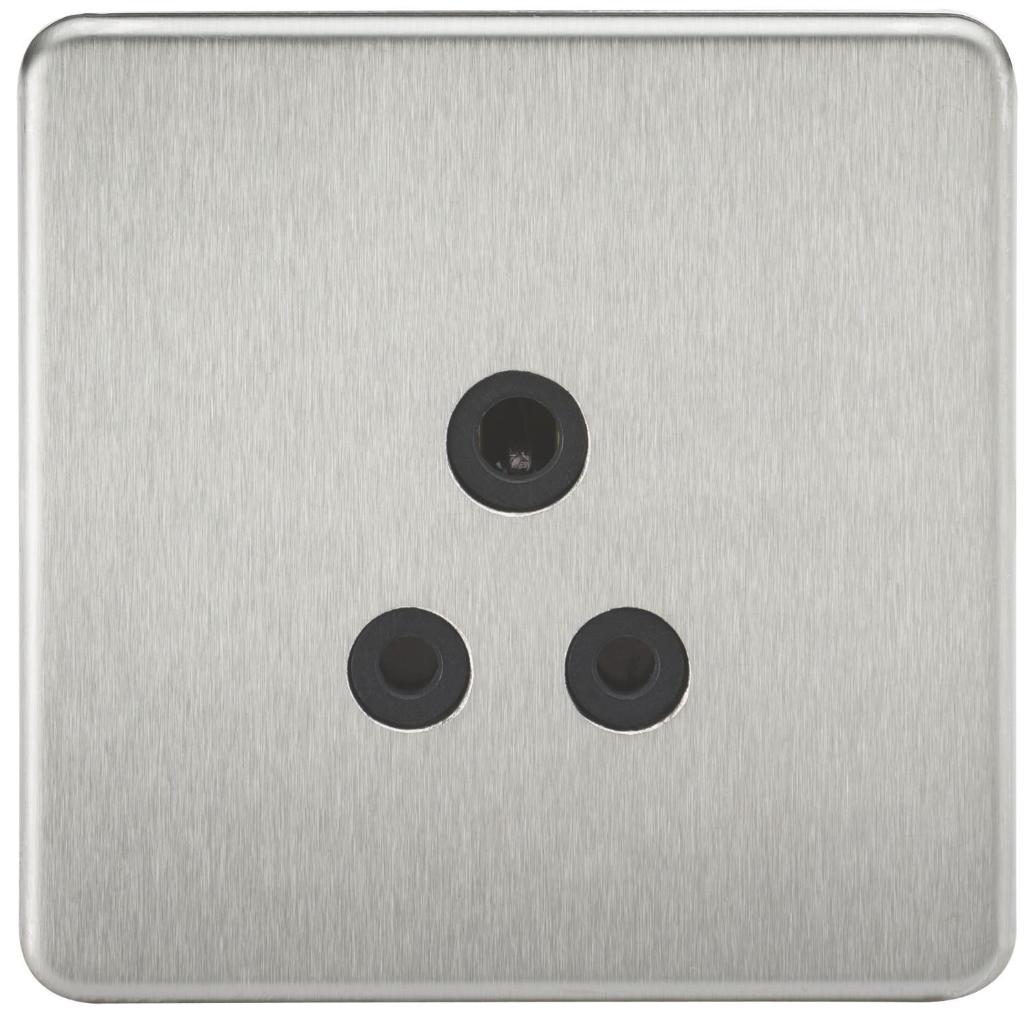 Knightsbridge 5A 1-Gang Unswitched Socket Brushed Chrome with Black Inserts (770TY)