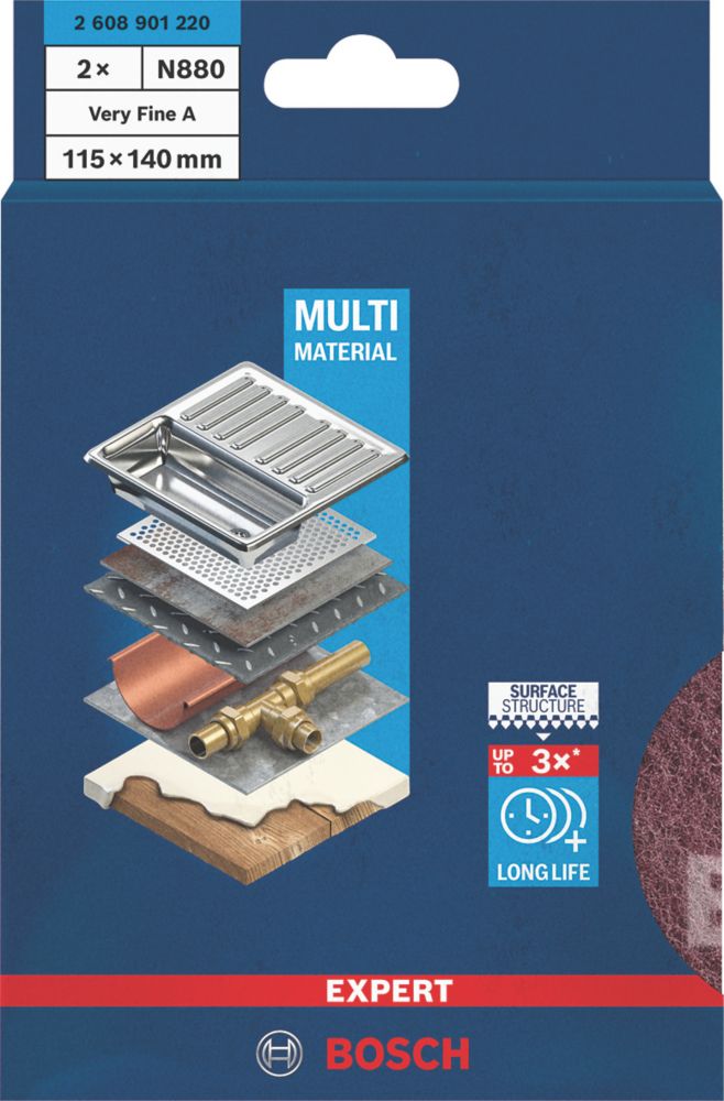 Bosch 1x Rouleaux en non-tissé EXPERT N880 (pour Tôles en acier, Acier inoxydable, Largeur 150 mm, Longueur 10 m, Nettoyage, Professional Accessoire Ponçage manuel