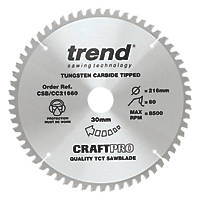 Trend CraftPo CSB/CC21660 Wood Crosscut Circular Saw Blade 216 x 30mm 60T