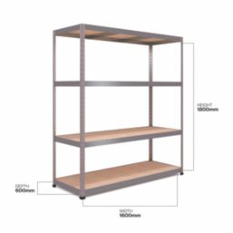 RB Boss  4-Tier Metal Garage Shelving Unit 1600mm x 600mm x 1800mm