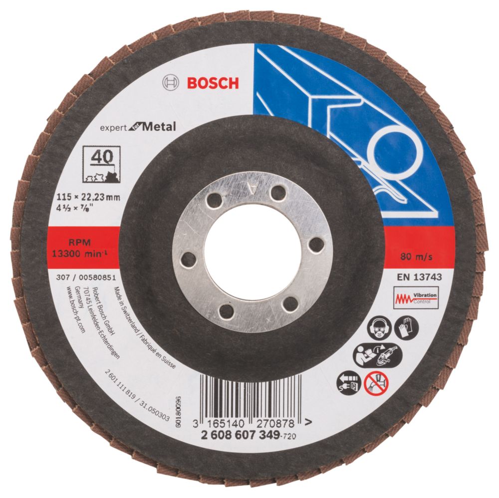 Bosch X551 Expert for Metal Flap Disc (Straight) 115mm 40 Grit Screwfix