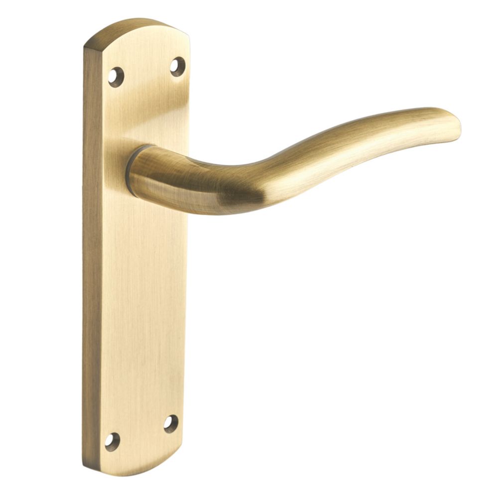 Designer Levers Goodrich Fire Rated Latch Lever Door Handle Pair Antique Brass Screwfix