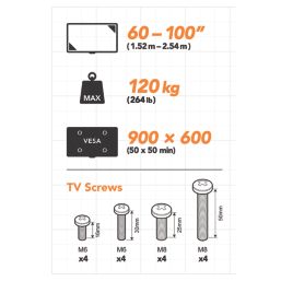 AVF APXT9100 Heavy Duty TV Wall Mount  Tilt 60 to 100"
