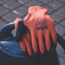 Site Thermal Waterproof Gloves Orange/Black Large - Screwfix