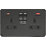 Knightsbridge  13A 2-Gang DP Switched Socket + 4.0A 2-Outlet Type A & C USB Charger Matt Black with Black Inserts