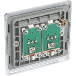 British General Nexus Metal 2-Gang Duplex TV Socket Polished Chrome