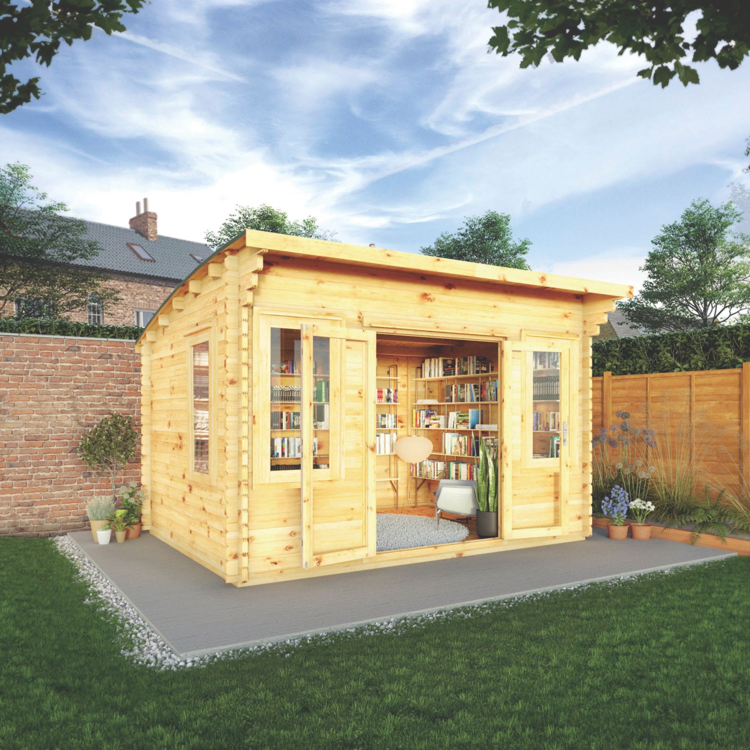 Mercia Helios Curved Roof 12' 6" x 9' (Nominal) Arched Timber Log Cabin (771YL)