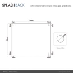 Splashback  Clear with Polished Chrome Caps Kitchen Splashback 900mm x 700mm x 6mm