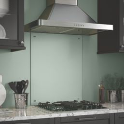 Splashback  Clear with Polished Chrome Caps Kitchen Splashback 900mm x 700mm x 6mm