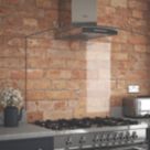 Splashback  Clear with Polished Chrome Caps Kitchen Splashback 900mm x 700mm x 6mm