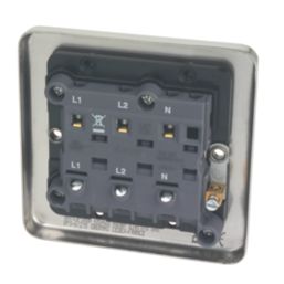 Hager Sollysta WRPS3PIBSB 10A 1-Gang 3-Pole Isolator Switch Brushed Steel with LED with Black Inserts