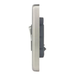 Hager Sollysta WRPS3PIBSB 10A 1-Gang 3-Pole Isolator Switch Brushed Steel with LED with Black Inserts