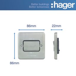 Hager Sollysta WRPS3PIBSB 10A 1-Gang 3-Pole Isolator Switch Brushed Steel with LED with Black Inserts