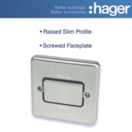 Hager Sollysta WRPS3PIBSB 10A 1-Gang 3-Pole Isolator Switch Brushed Steel with LED with Black Inserts