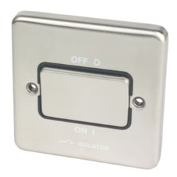 Hager Sollysta WRPS3PIBSB 10A 1-Gang 3-Pole Isolator Switch Brushed Steel with LED with Black Inserts