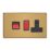 Varilight  45A 2-Gang 2-Pole Cooker Switch & 13A DP Switched Socket Brushed Brass  with Black Inserts