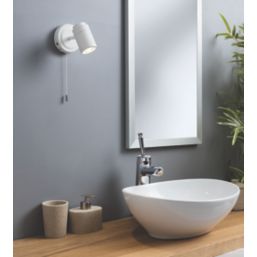 Knightsbridge  Round 1-Light Single GU10 Wall Spotlight Matt White