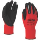 Site  Nitrile Foam Coated Gloves Red / Black Small
