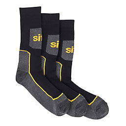 Site Toppan Work Socks Black Size 7-11 3 Pack