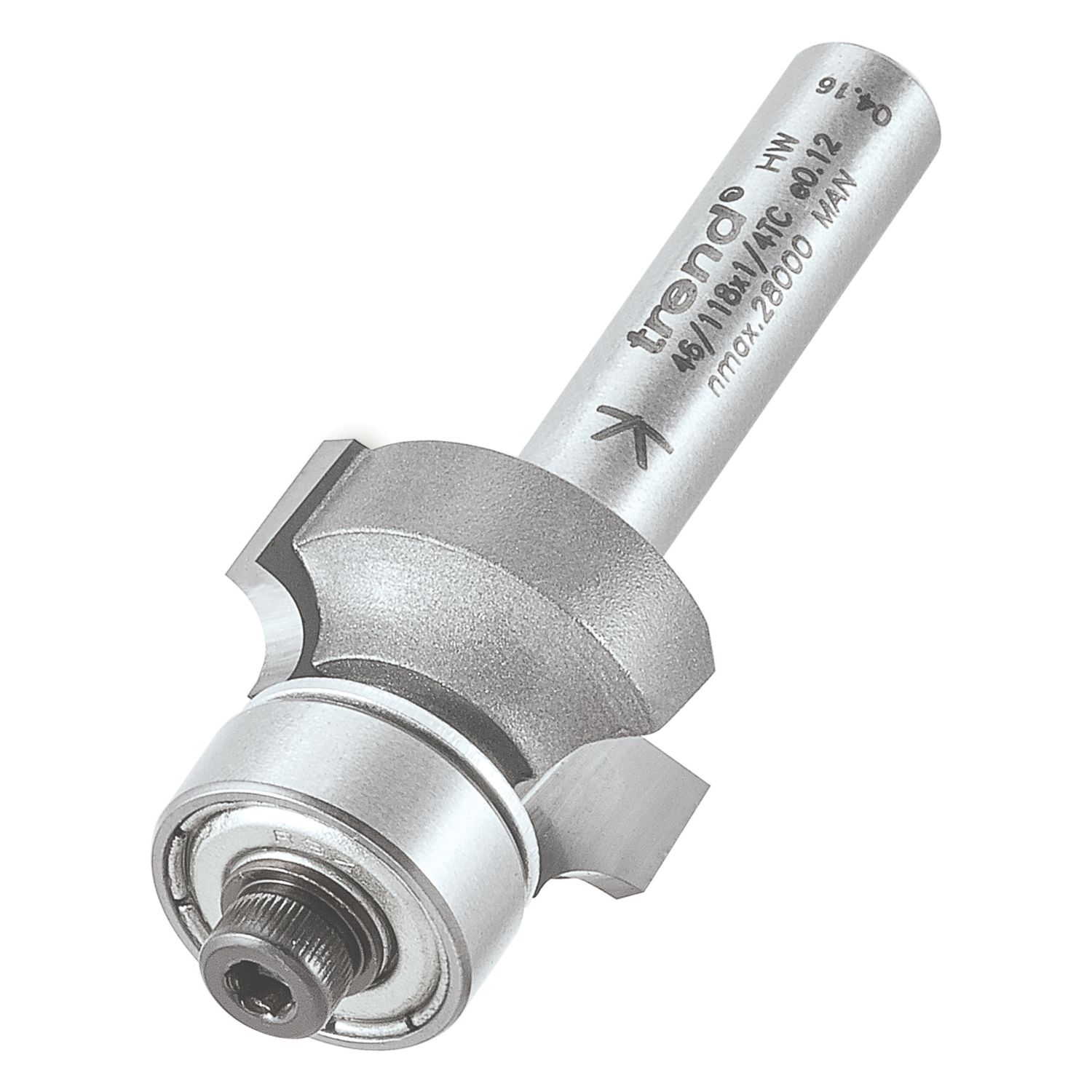 Trend 46/118X1/4TC 1/4" 0° Rounding-Over Bearing Guided Ovolo Cutter 18.7mm x 9.5mm (772PX)